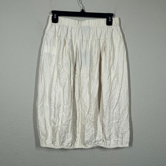 Bitte Kai Rand Small Senmei Crinkle Midi Skirt Beige Cotton Blend Elastic Waist - Picture 7 of 12